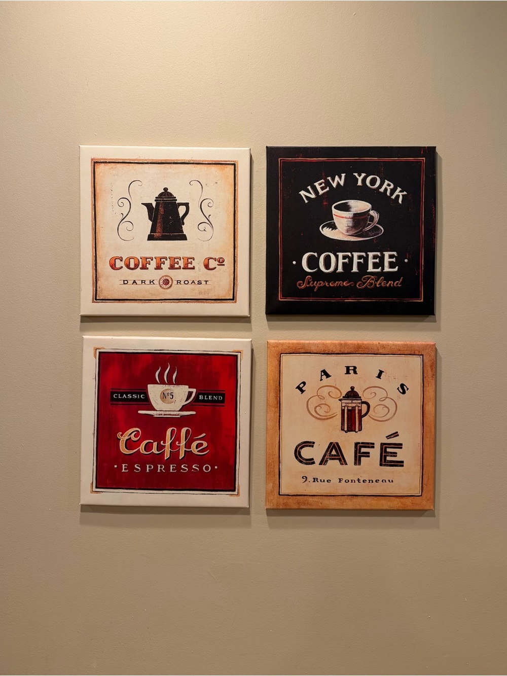 Abstract Coffee Canvas Prints (Set of 4)